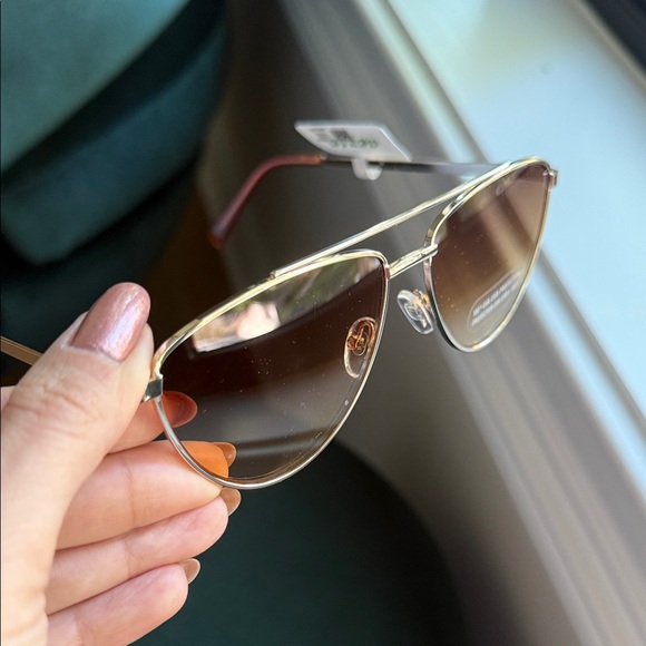 Aerie Gold Aviator Sunglasses with Brown Lenses - Picture 7 of 7